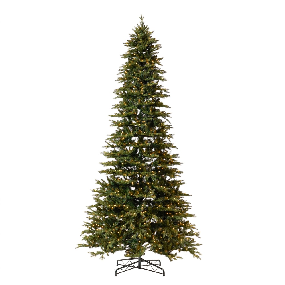 Nearly Natural Belgium Fir 144inH Artificial Christmas Tree With LED Lights And Bendable Branches, 144inH x 62inW x 62inD, Green MPN:T4540