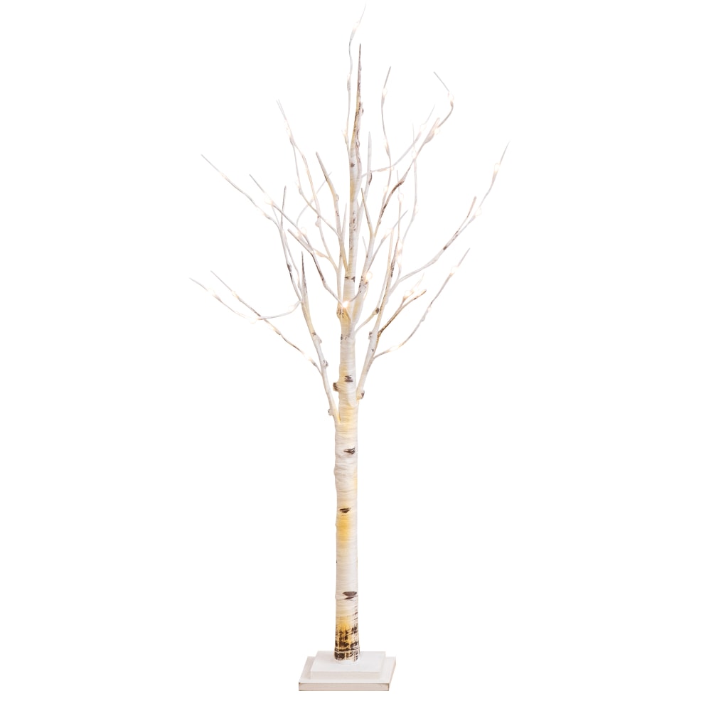 Nearly Natural Birch 48inH Artificial Christmas Tree With LED Lights, 48inH x 21inW x 21inD, White MPN:T4561