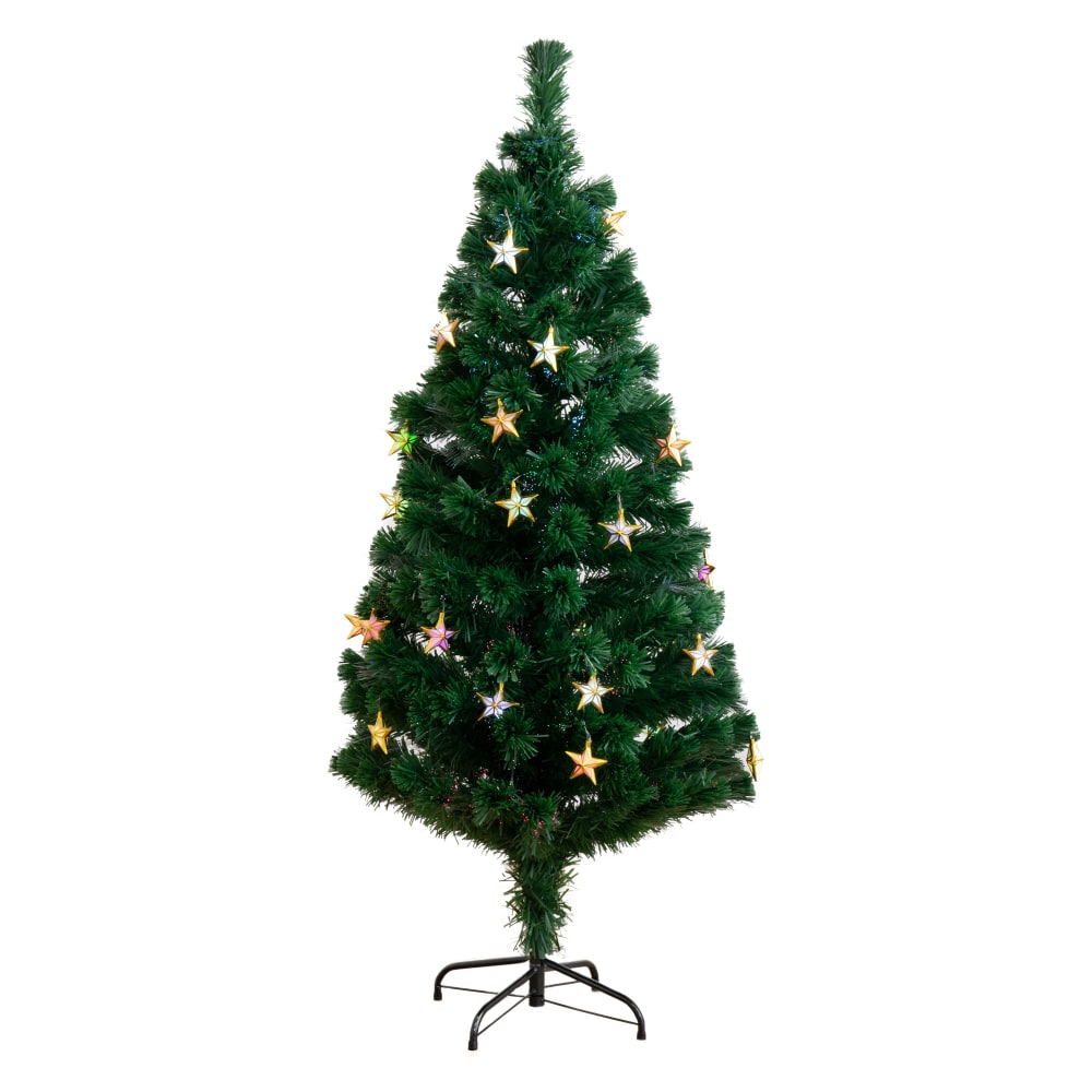 Nearly Natural Pine 60inH Artificial Fiber Optic Christmas Tree With Star-Shaped LED Lights, 60inH x 26inW x 26inD, Green MPN:T4564