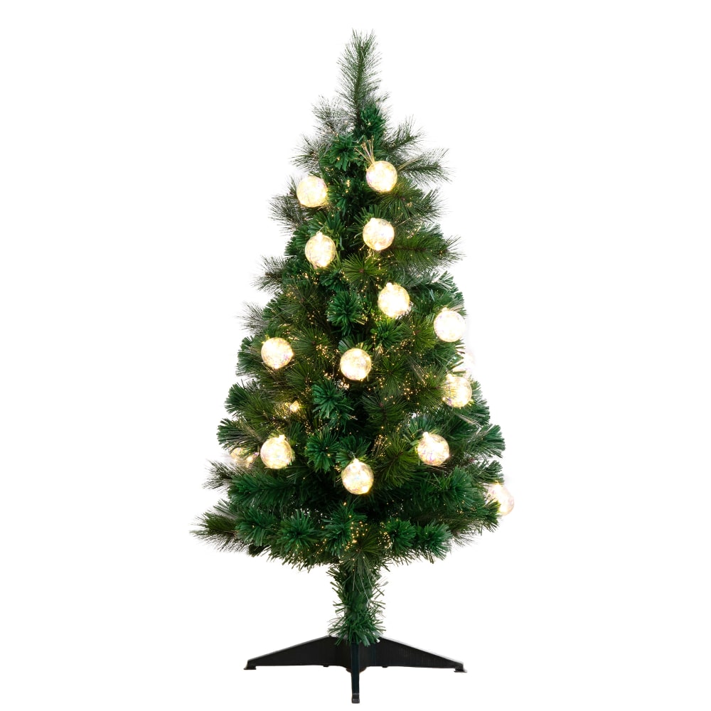 Nearly Natural Pine 48inH Artificial Fiber Optic Christmas Tree With LED Lights, 48inH x 22inW x 22inD, Green MPN:T4568