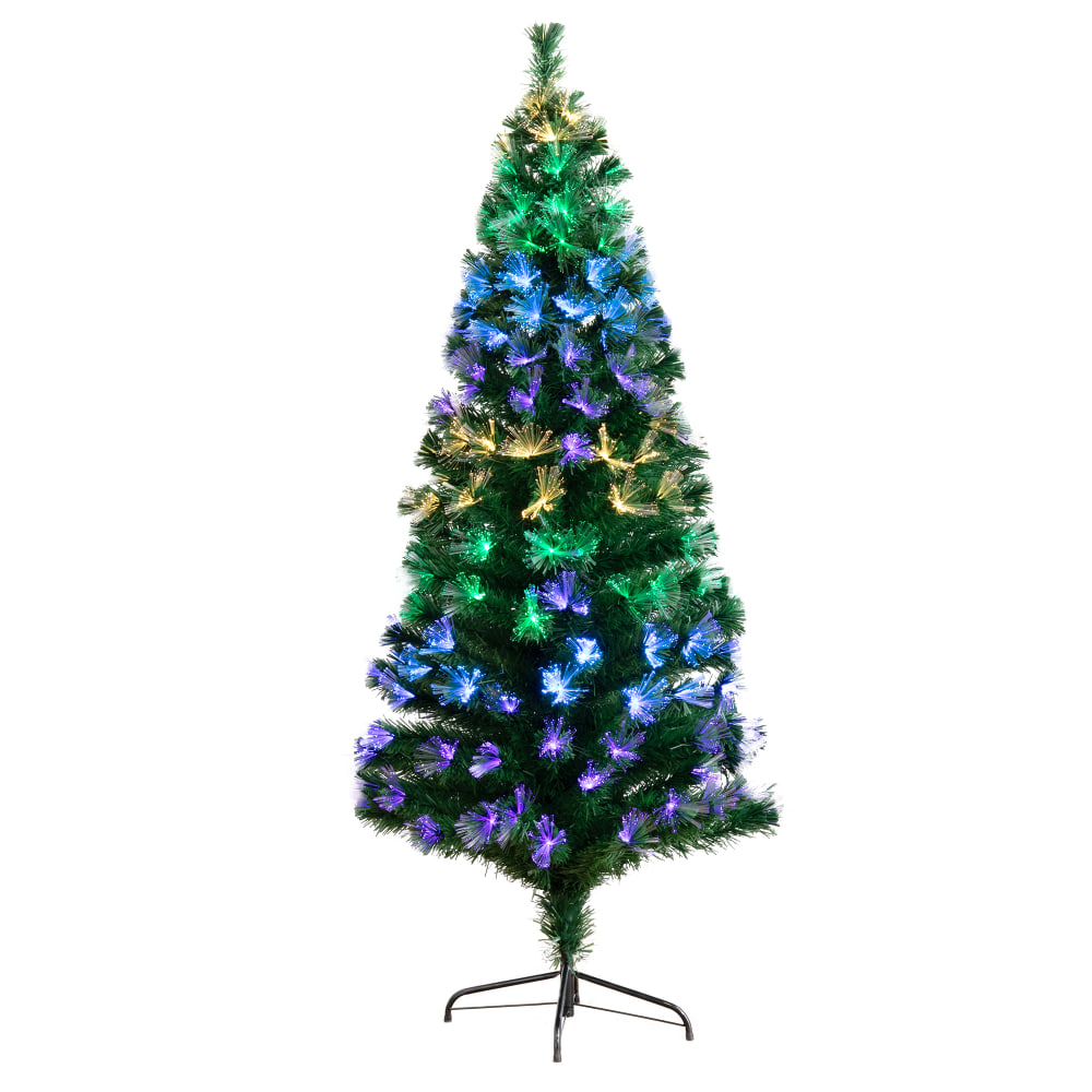 Nearly Natural Pine 72inH Artificial Fiber Optic Christmas Tree With LED Lights, 72inH x 28inW x 28inD, Green MPN:T4569
