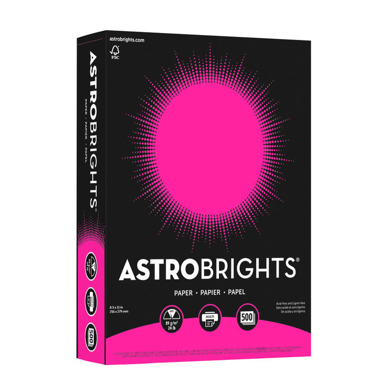 Astrobrights Color Multi-Use Printer & Copy Paper, Fireball Fuchsia, Letter (8.5in x 11in), 500 Sheets Per Ream, 24 Lb, 94 Brightness (Min Order Qty 5) MPN:22681