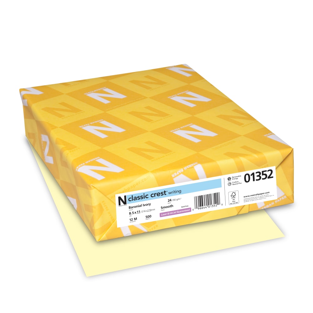 Classic Crest Premium Paper with Smooth Finish - Ivory - Letter - 8 1/2inx11in - 24 lb Basis Weight - Smooth - 01352 MPN:01352