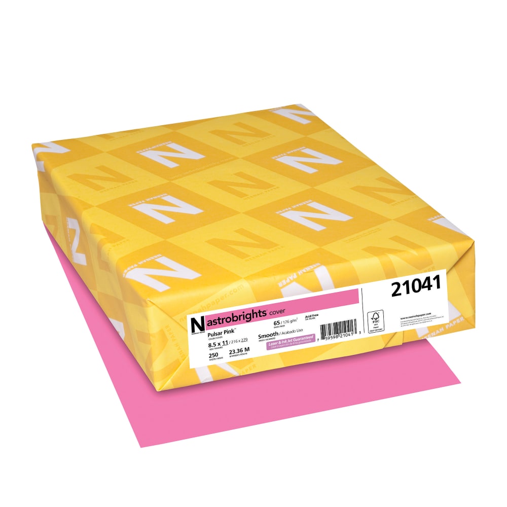 Astrobrights Color Card Stock, Pulsar Pink, Letter (8.5in x 11in), 65 Lb, Pack Of 250 MPN:21041