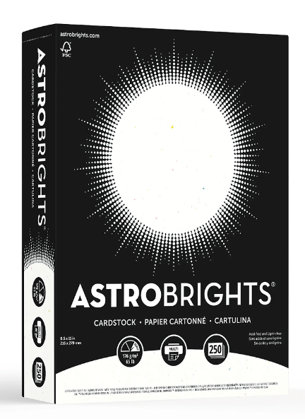 Astrobrights Card Stock, Stardust White, Letter (8.5in x 11in), 65 Lb, Pack Of 250 (Min Order Qty 5) MPN:21408