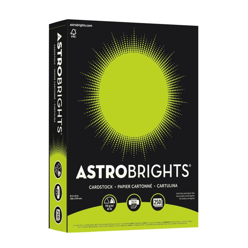 Astrobrights Color Card Stock, Terra Green, Letter (8.5in x 11in), 65 Lb, Pack Of 250 (Min Order Qty 5) MPN:21788