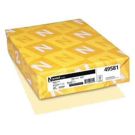 Exact Index Card Stock, 110lb, 8-1/2 x 11, Ivory, 250 Sheets MPN:49581