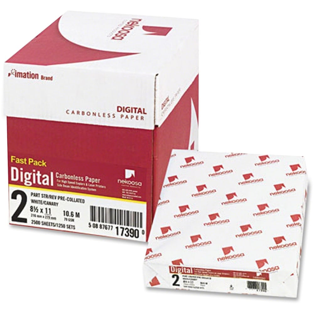 Nekoosa Premium Digital 2-Part Carbonless Copy Paper, White/Yellow, Letter (8.5in x 11in), 2500 Sets Per Case, 27 Lb MPN:17390