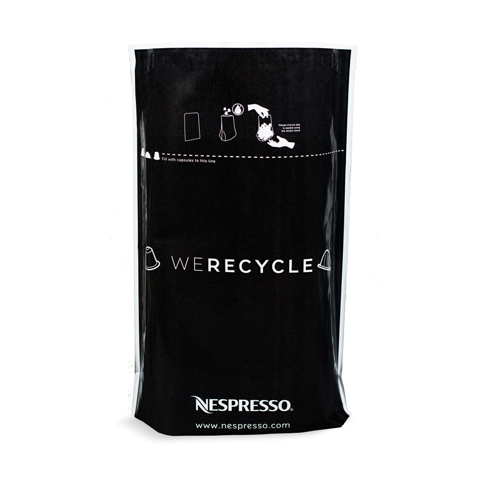 Nespresso Recycling Bag, 14-1/2inH x 10-1/2inW x 1/16inD, Black MPN:UPS-RCY-BAG
