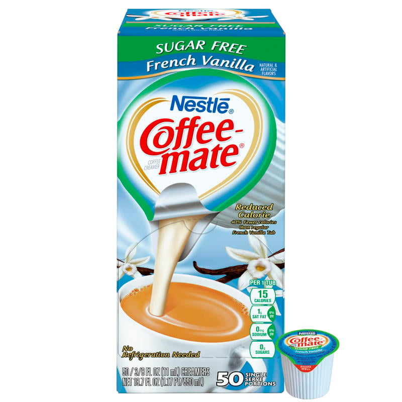 Nestle Coffee-mate Liquid Creamer, Sugar-Free French Vanilla Flavor, 0.38 Oz Single Serve x 50 (Min Order Qty 7) MPN:12183747
