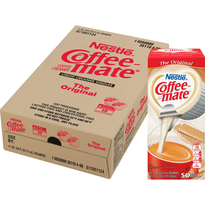 Nestle Coffee-mate Single Serve Liquid Creamer, Original Flavor, 0.38 Oz, Carton Of 200 (Min Order Qty 3) MPN:35110CT