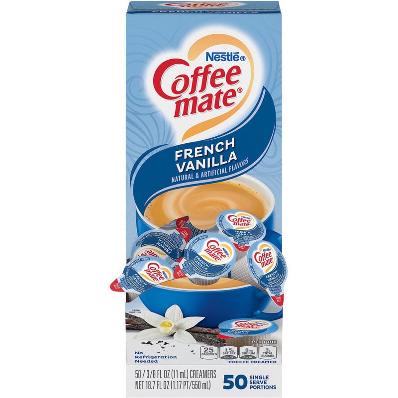 Nestle Coffee-mate Liquid Creamer, French Vanilla Flavor, 0.38 Oz Single Serve x 50 (Min Order Qty 8) MPN:35170