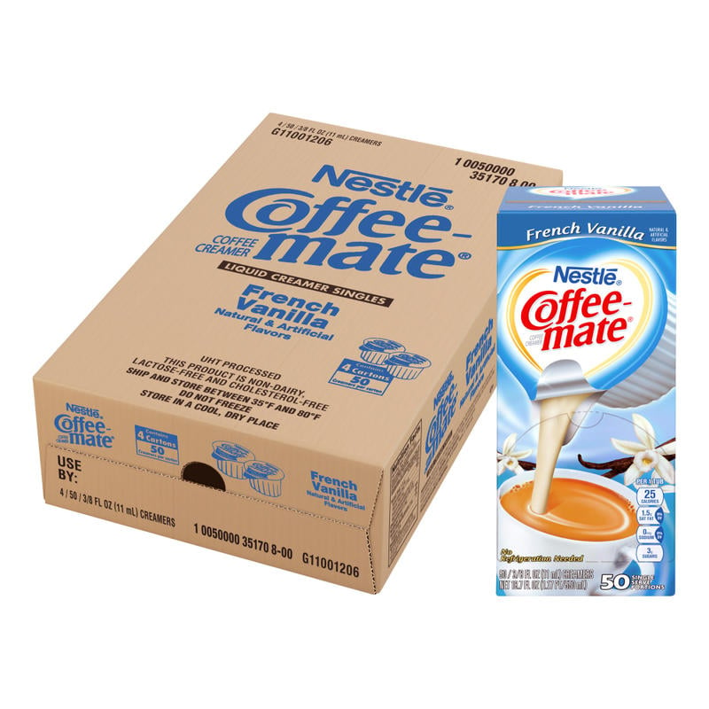Nestle Coffee-mate Single Serve Liquid Creamer, French Vanilla Flavor, 0.38 Oz, Carton Of 200 (Min Order Qty 2) MPN:35170CT