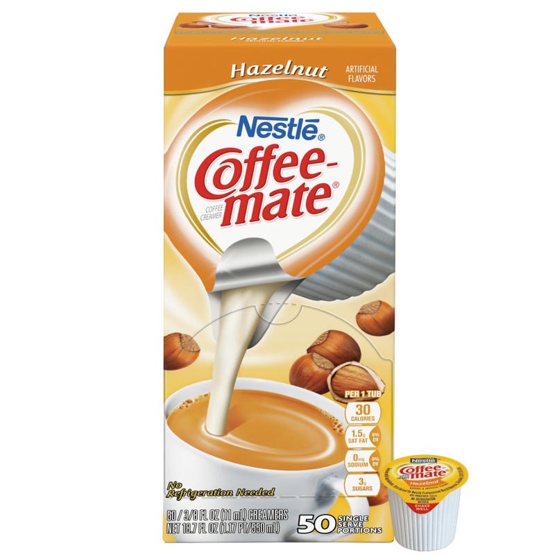 Nestle Coffee-mate Liquid Creamer, Hazelnut Flavor, 0.38 Oz Single Serve, 50/Pack MPN:35180