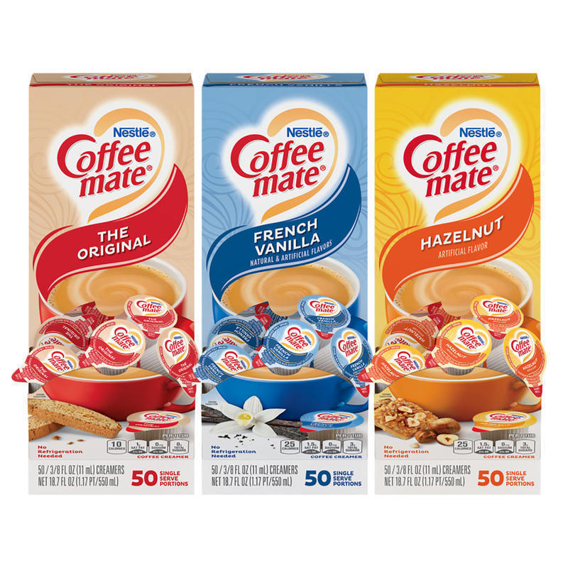 Coffee-Mate Creamer Singles Variety Pack, 0.38 Oz, 50 Creamers Per Carton, Case of 3 Cartons MPN:NES46193