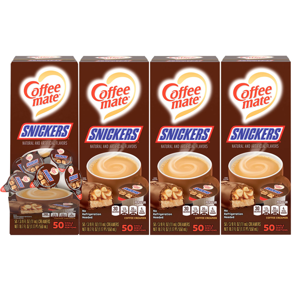 Nestle Coffee mate Liquid Coffee Creamer, Snickers, 0.38 Oz, Carton Of 200 Mini Cups MPN:12384196