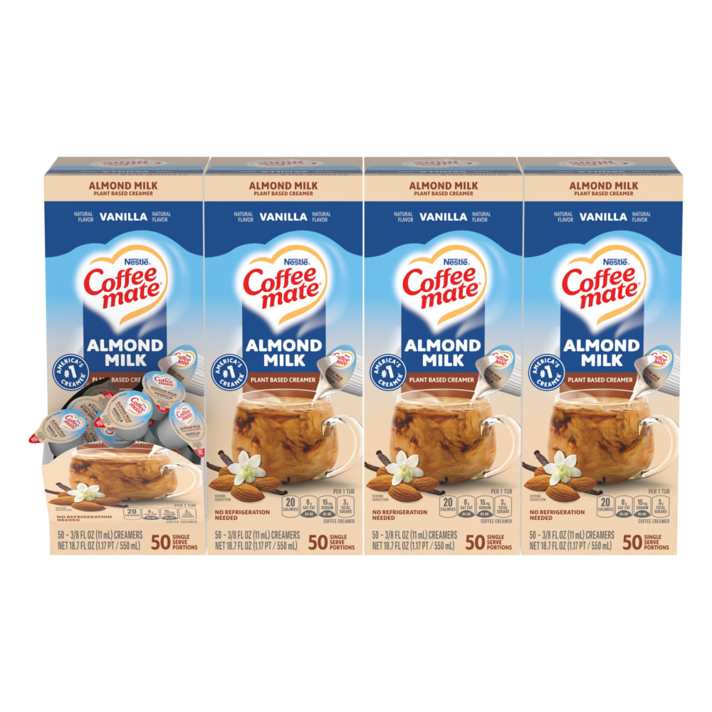 Coffee mate Almond Milk Vanilla Liquid Creamer - Vanilla Almond Milk Flavor - 0.38 fl oz (11 mL) - 4/Carton - 50 Per Box MPN:42258CT