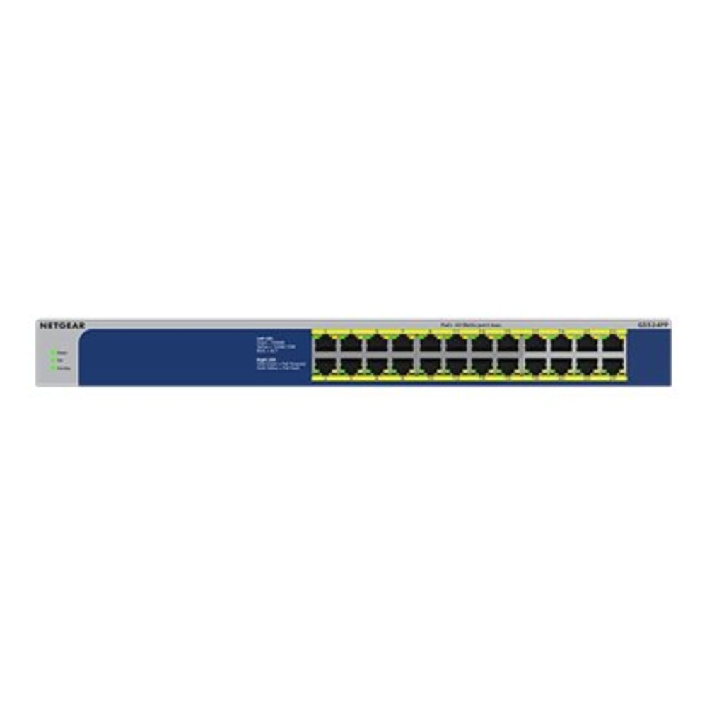 NETGEAR GS524PP - Switch - unmanaged - 24 x 10/100/1000 (PoE+) - desktop, rack-mountable - PoE+ (300 W) - AC 100 - 230 V MPN:GS524PP-100NAS