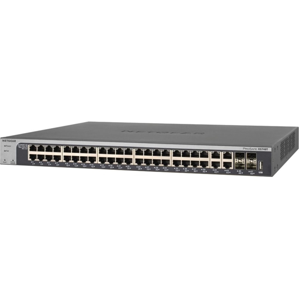Netgear ProSafe XS748T Layer 3 Switch - 44 Ports - Manageable - 10 Gigabit Ethernet, Gigabit Ethernet - XS748T100NES MPN:XS748T-100NES