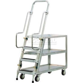 New Age Stock Picker Cart w/Ladder & 3 Shelves 800 lb. Cap 51-1/2