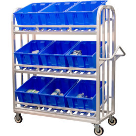 New Age Industrial HD Warehouse Picking Cart w/ Slanted Shelves 600 lb. Cap 59