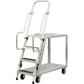 New Age Stock Picker Cart w/2 Shelves & Step Ladder 800 lb. Capacity 51-1/2