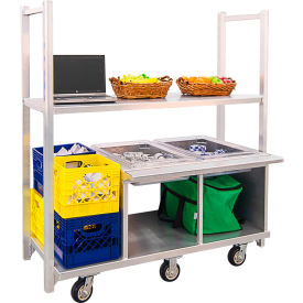 New Age Industrial Heavy Duty Mobile Meal Cart with 2 Fold-Up Tray Slides Silvery White/Dull Gray 52550