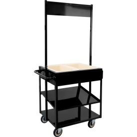 New Age Industrial HD Mobile Merchandising Comfort Cart with Cold Food Pans & Signage Rail Black 52861BLACK