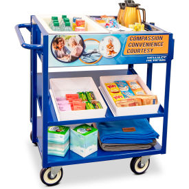 New Age Industrial Heavy Duty Mobile Merchandising Comfort Cart with Cold Food Pans Blue 52861NTBLUE