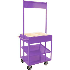New Age Industrial HD Mobile Merchandising Comfort Cart with Cold Food Pans & Signage Rail Purple 52861PURPLE