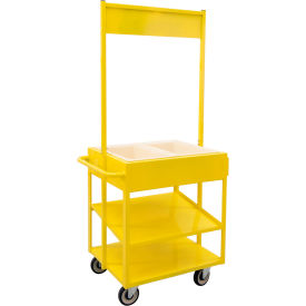 New Age Industrial HD Mobile Merchandising Comfort Cart with Cold Food Pans & Signage Rail Yellow 52861YELLOW