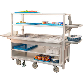 New Age Industrial HD Mobile Breakfast & Meal Service w/ Fold-Down Shelves Silvery White/Dull Gray 54161ELEM