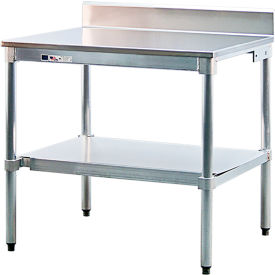 New Age Industrial Work Table W/Undershelf & Backsplash 304 Stainless Top/Aluminum Frame 84