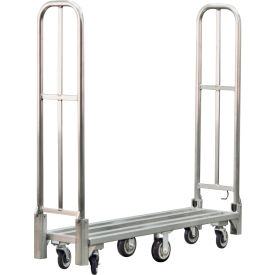 New Age 96856 Aluminum Deck Narrow Aisle High End U-Boat Platform Truck with Folding Handles 96856