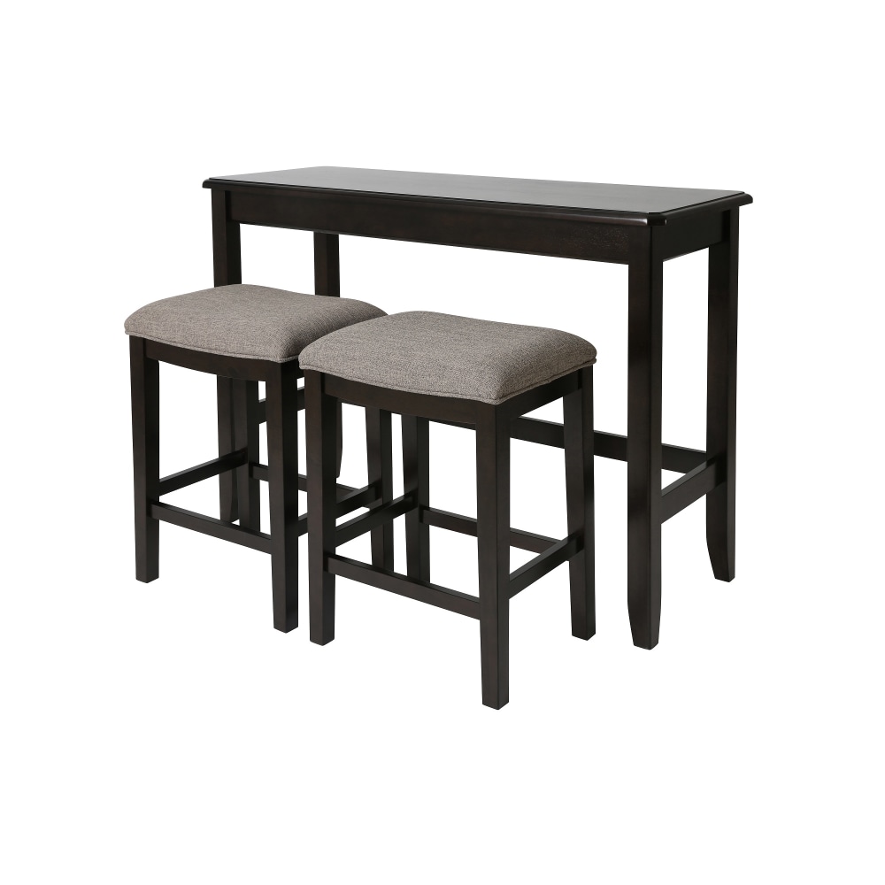 New Ridge Home Goods Sofa Bar Table With Stools, 36-1/2inH x 18-1/2inW x 48-1/2inD, Espresso MPN:4560-TRF