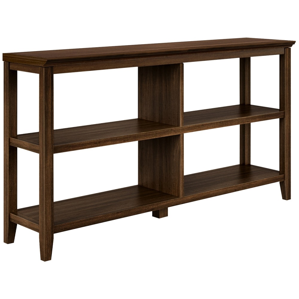 New Ridge Home Goods 30-1/4inH 3-Tier Low Wooden Bookcase, Walnut MPN:5000-163