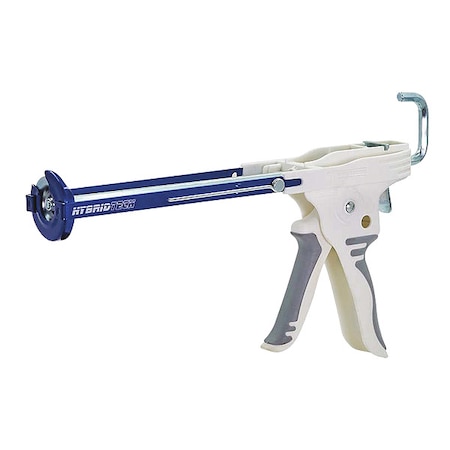 Caulk Gun, 10 oz Container Size, Steel, 10:01, Skeleton Frame, Blue/Gray/White MPN:211-HTS