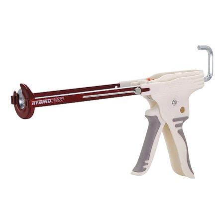 Dripless Caulk Gun, 10 oz Container Size, Steel, 10:01, Skeleton Frame, Red MPN:212-HTD