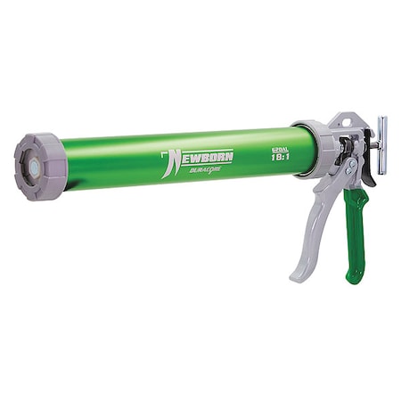 Caulk Gun, 24 oz Container Size, Aluminum, 18:01, Full Barrel Frame, Green MPN:620-AL-GREEN