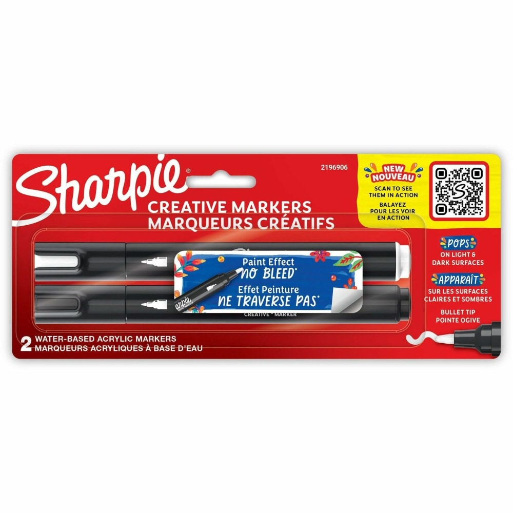 Sharpie Creative Markers, Water-Based Acrylic Markers, Bullet Tip - Assorted Ink - Water Based - 2 / Pack MPN:2196906