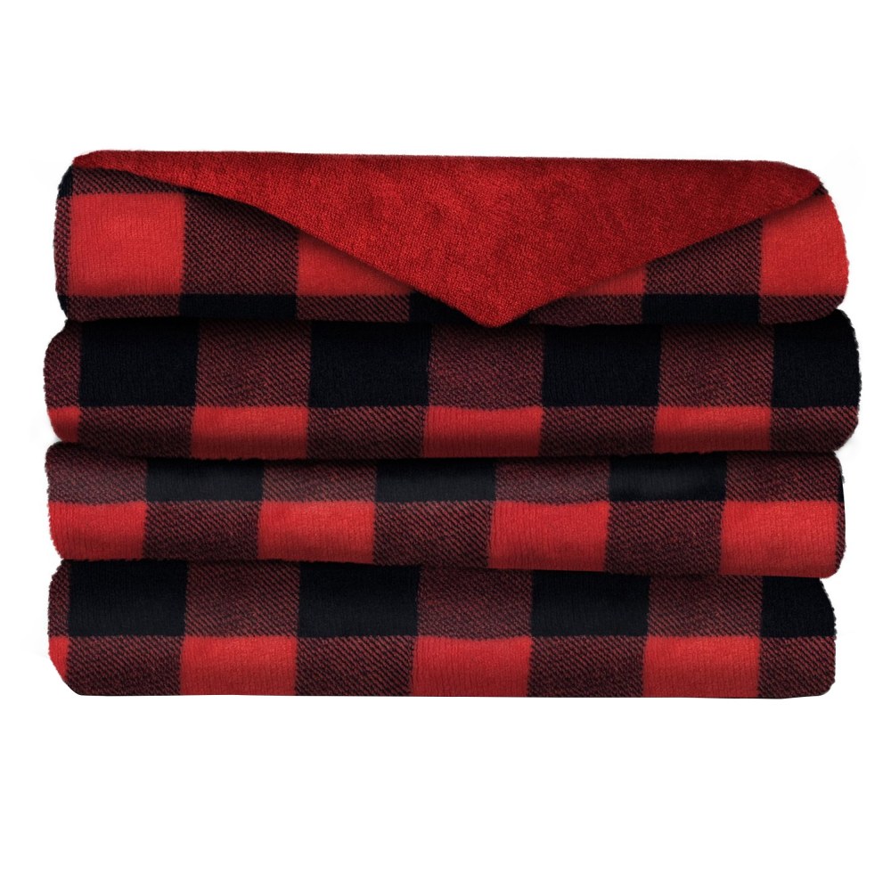Sunbeam Microplush Heated Throw, 50in x 60in, Red Plaid MPN:995116150M