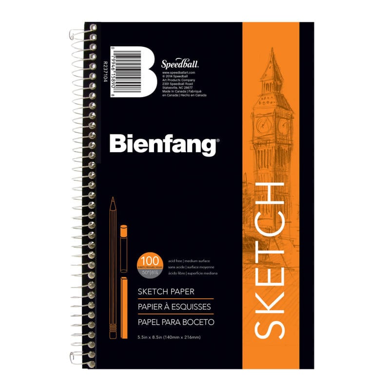 Bienfang Sketchbook, 8 1/2in x 5 1/2in, 100 Sheets (200 Pages), White MPN:R237104