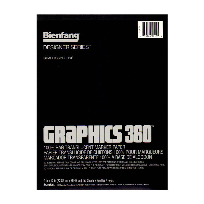 Bienfang Graphics 360 Translucent Marker Pad, 9in x 12in, White, 50 Sheets MPN:316-121