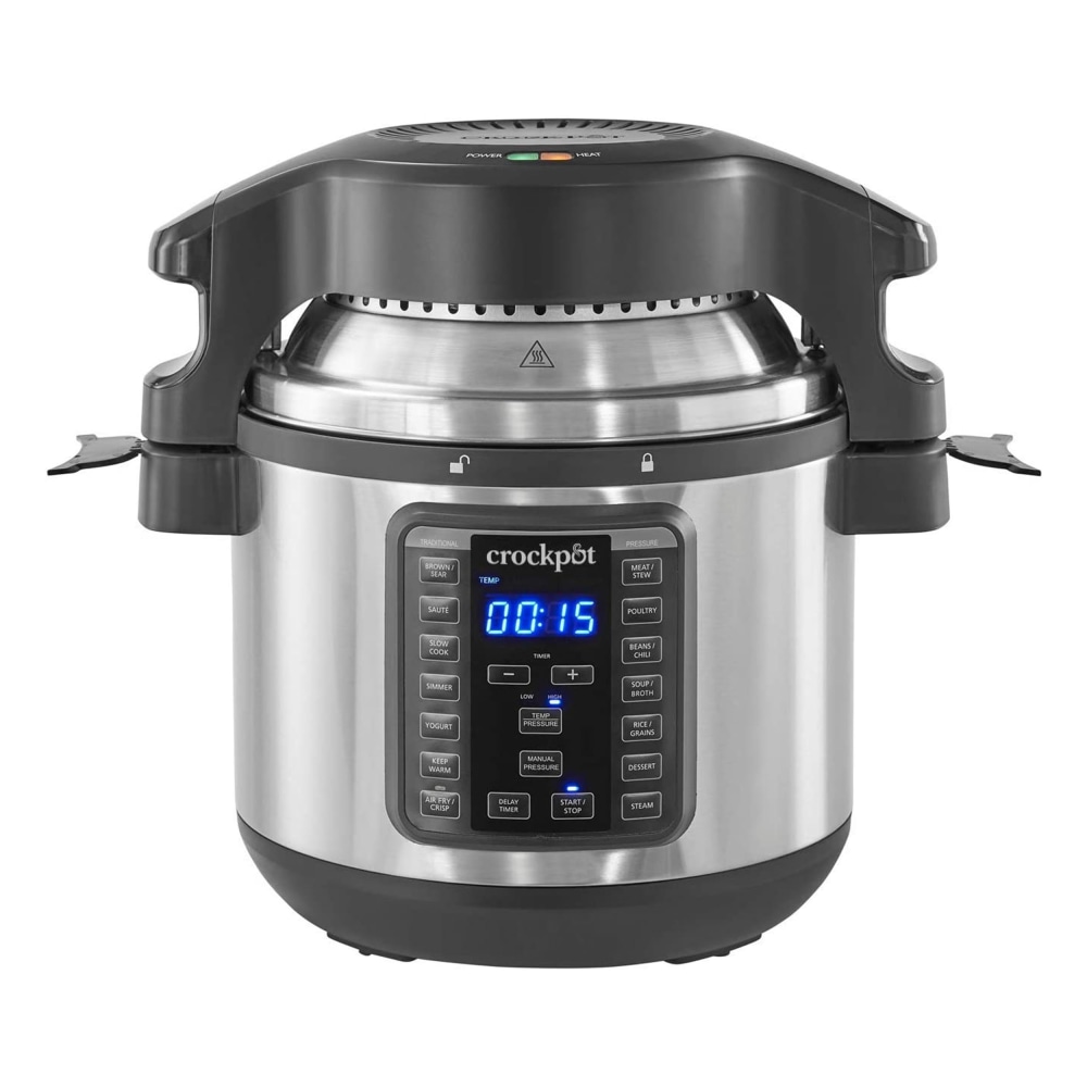 Crock-Pot 8-Quart Express Crock Slow Cooker With Air Fryer Lid, Silver MPN:995117941M