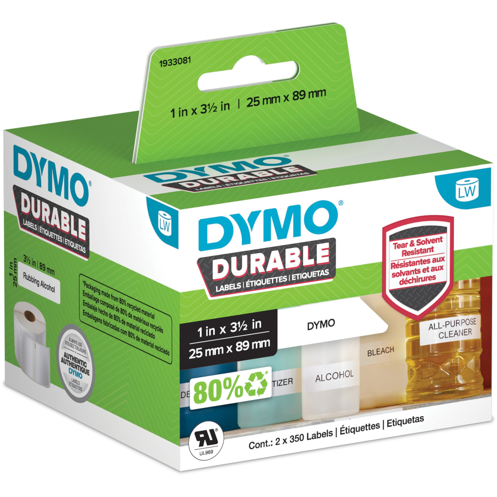 DYMO LabelWriter Address - Adhesive - white - 3.5 in x 1 in 700 label(s) (2 roll(s) x 350) labels - - 1933081 MPN:1933081