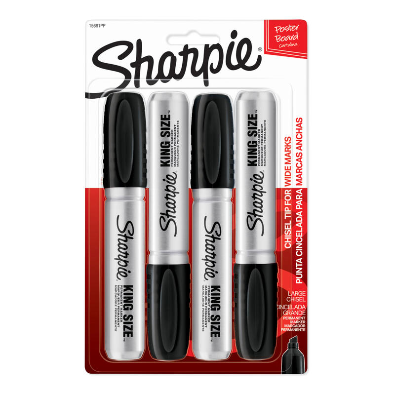 Sharpie King-Size Permanent Markers, Black, Pack Of 4 MPN:15661