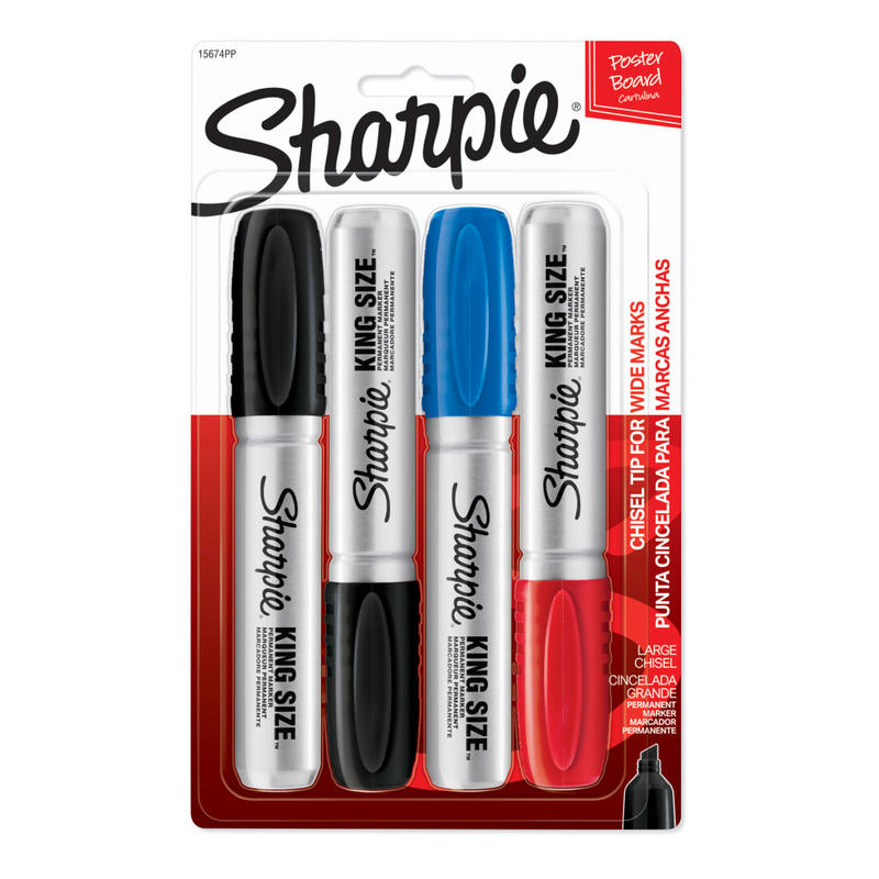 Sharpie King-Size Permanent Markers, Assorted Colors, Pack Of 4 MPN:15674