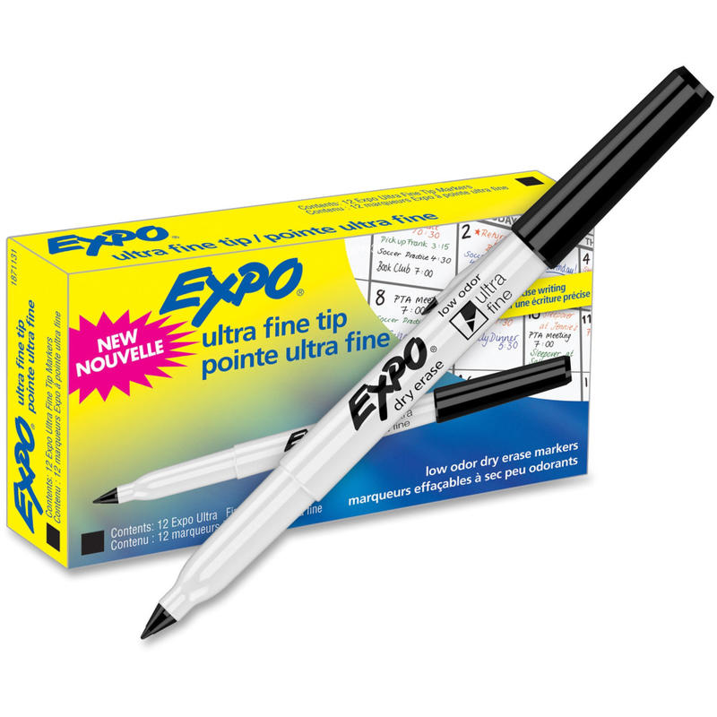 EXPO Low-Odor Dry-Erase Markers, Ultra-Fine Point, Black, 12/Pack MPN:1871131