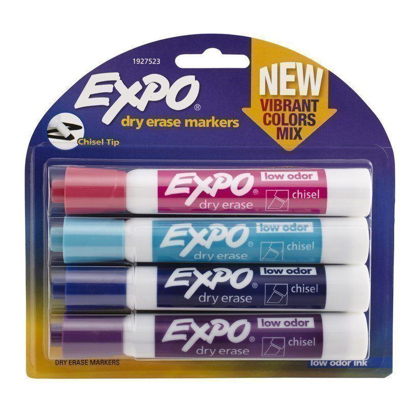 EXPO Low-Odor Dry-Erase Markers, Chisel Point, Pastel Colors, Pack Of 4 MPN:1927523
