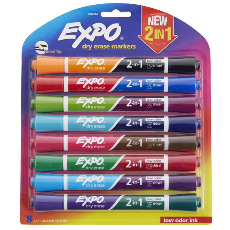 EXPO 2-in-1 Double-Sided Dry Erase Markers, Pack Of 8 MPN:1944658